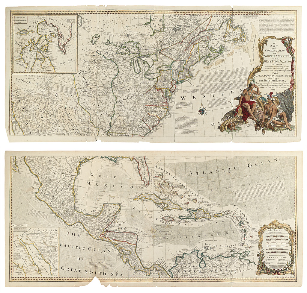 SAYER, ROBERT; and BENNETT, JOHN. A New and Correct Map of North America. 1777.